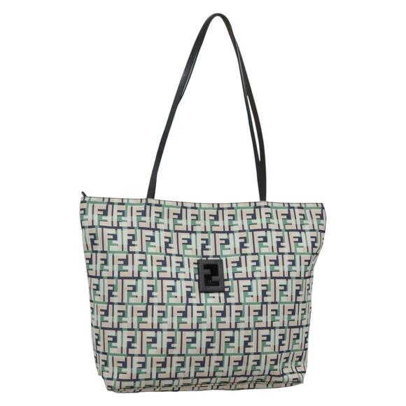 FENDI Zucca Canvas Tote Bag Green Silver - Picture 1 of 13